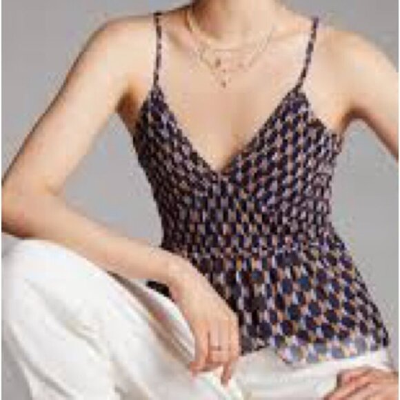Anthropologie v neck cami peplum top Sz L - Picture 2 of 9